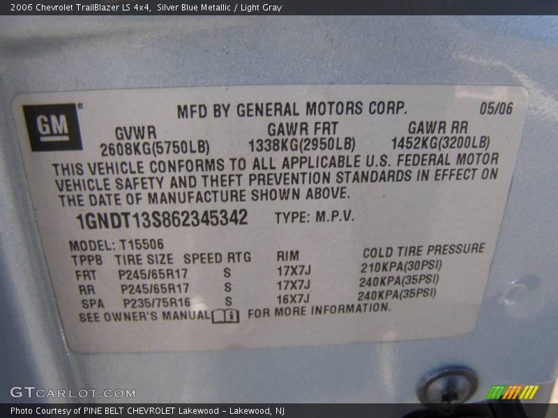 Silver Blue Metallic / Light Gray 2006 Chevrolet TrailBlazer LS 4x4