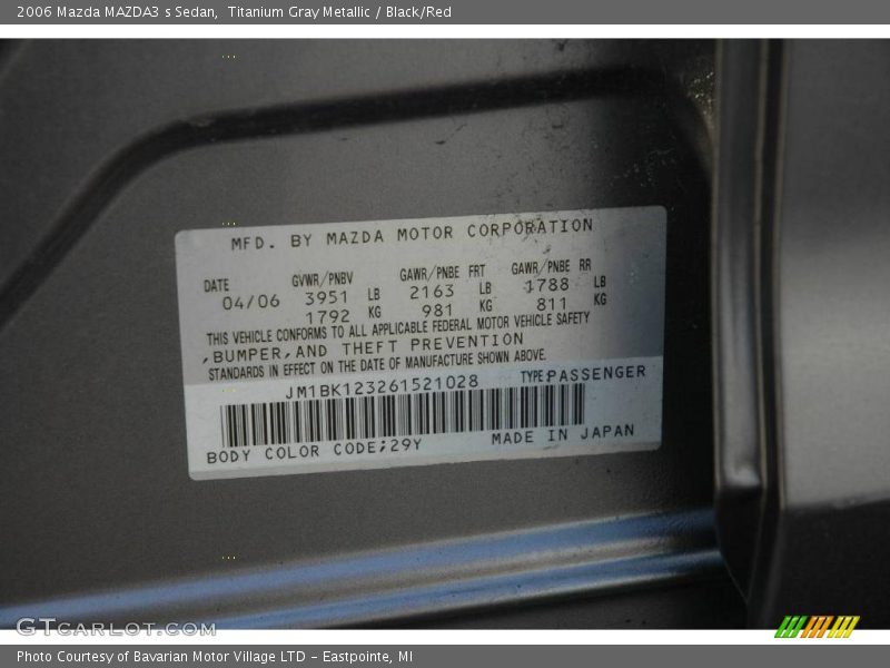 Titanium Gray Metallic / Black/Red 2006 Mazda MAZDA3 s Sedan