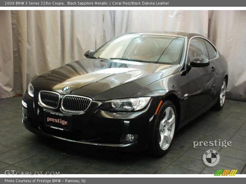 Black Sapphire Metallic / Coral Red/Black Dakota Leather 2009 BMW 3 Series 328xi Coupe