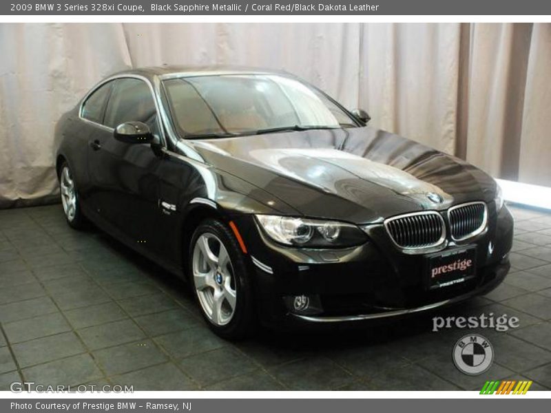 Black Sapphire Metallic / Coral Red/Black Dakota Leather 2009 BMW 3 Series 328xi Coupe