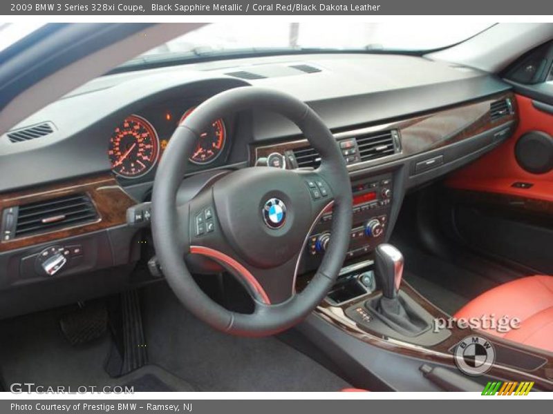 Black Sapphire Metallic / Coral Red/Black Dakota Leather 2009 BMW 3 Series 328xi Coupe