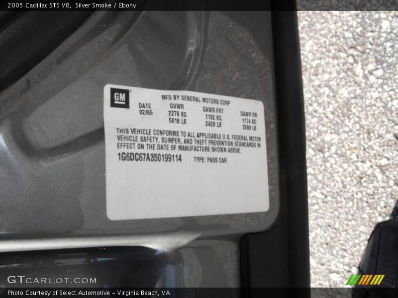 Silver Smoke / Ebony 2005 Cadillac STS V8