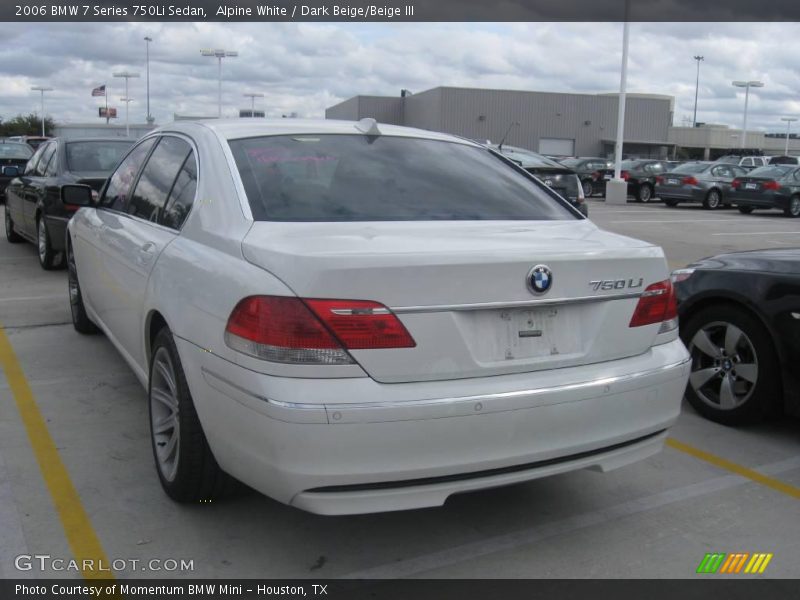Alpine White / Dark Beige/Beige III 2006 BMW 7 Series 750Li Sedan