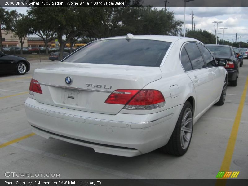 Alpine White / Dark Beige/Beige III 2006 BMW 7 Series 750Li Sedan