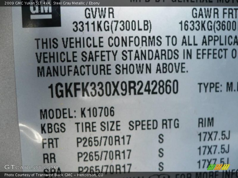 Steel Gray Metallic / Ebony 2009 GMC Yukon SLT 4x4