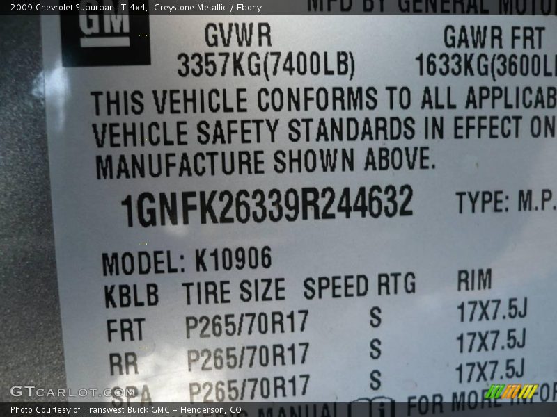 Greystone Metallic / Ebony 2009 Chevrolet Suburban LT 4x4