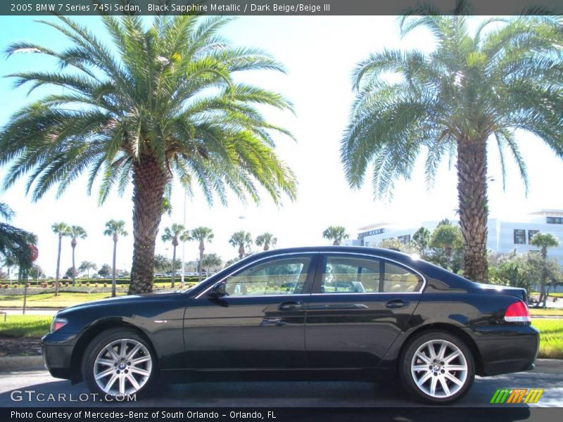 Black Sapphire Metallic / Dark Beige/Beige III 2005 BMW 7 Series 745i Sedan