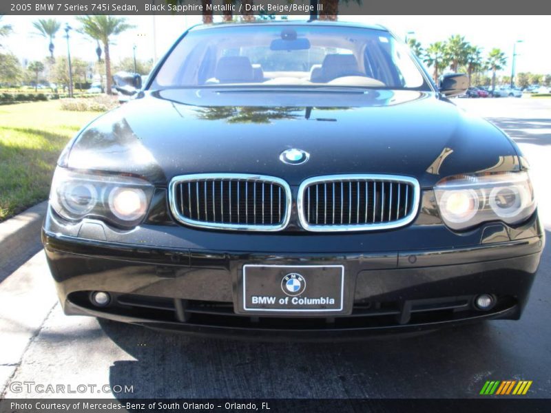 Black Sapphire Metallic / Dark Beige/Beige III 2005 BMW 7 Series 745i Sedan