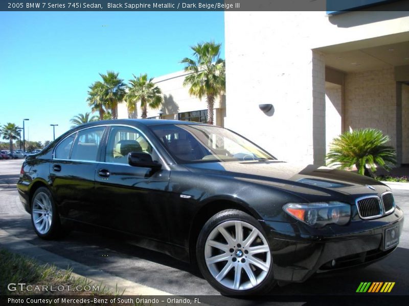 Black Sapphire Metallic / Dark Beige/Beige III 2005 BMW 7 Series 745i Sedan