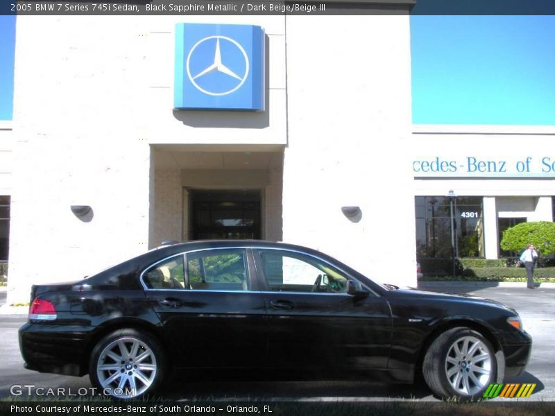 Black Sapphire Metallic / Dark Beige/Beige III 2005 BMW 7 Series 745i Sedan