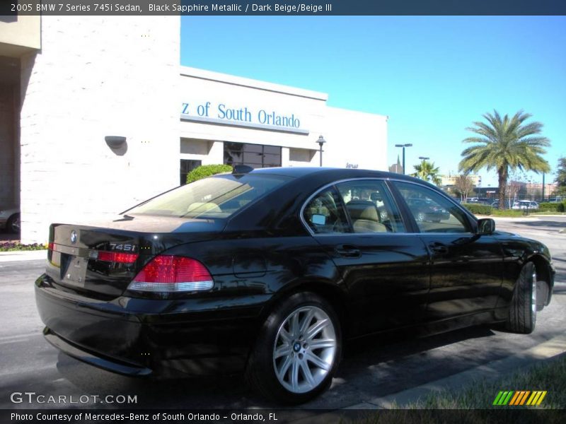 Black Sapphire Metallic / Dark Beige/Beige III 2005 BMW 7 Series 745i Sedan