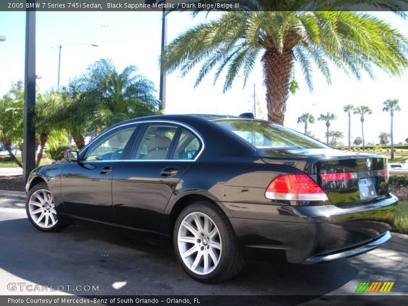 Black Sapphire Metallic / Dark Beige/Beige III 2005 BMW 7 Series 745i Sedan