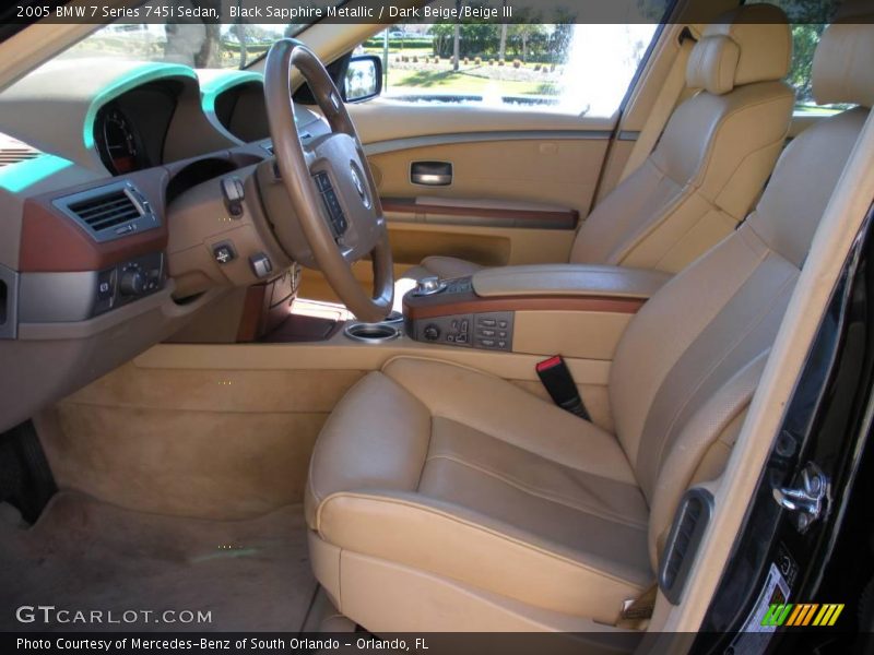 Black Sapphire Metallic / Dark Beige/Beige III 2005 BMW 7 Series 745i Sedan
