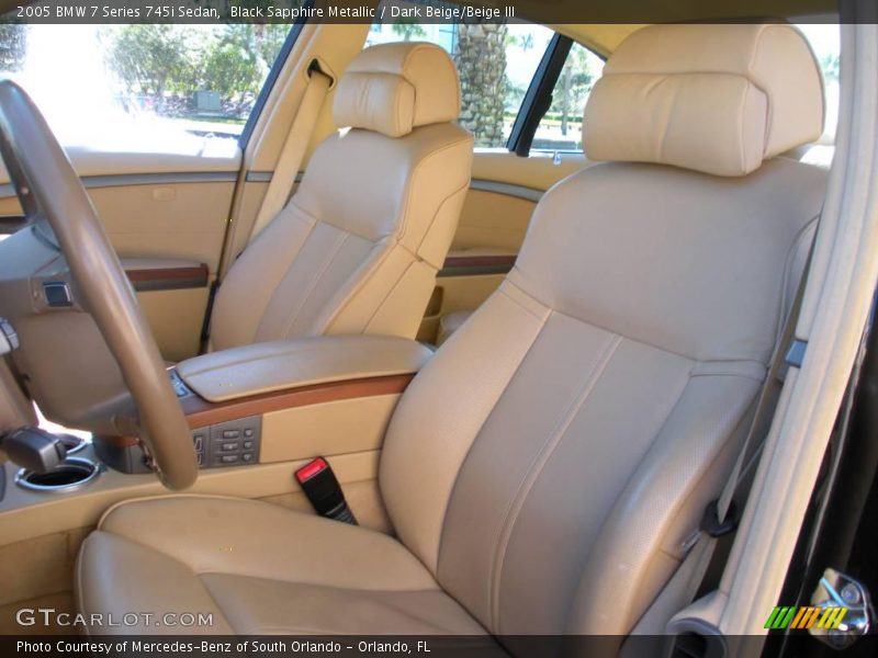 Black Sapphire Metallic / Dark Beige/Beige III 2005 BMW 7 Series 745i Sedan