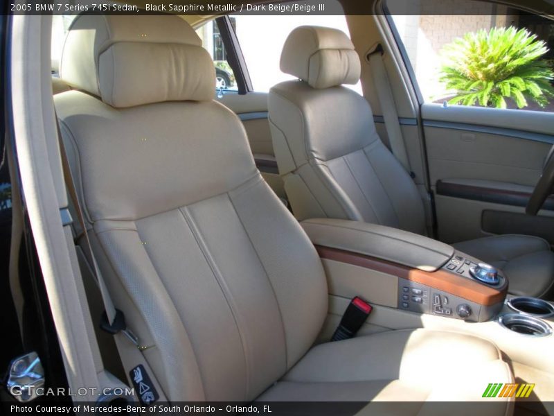 Black Sapphire Metallic / Dark Beige/Beige III 2005 BMW 7 Series 745i Sedan