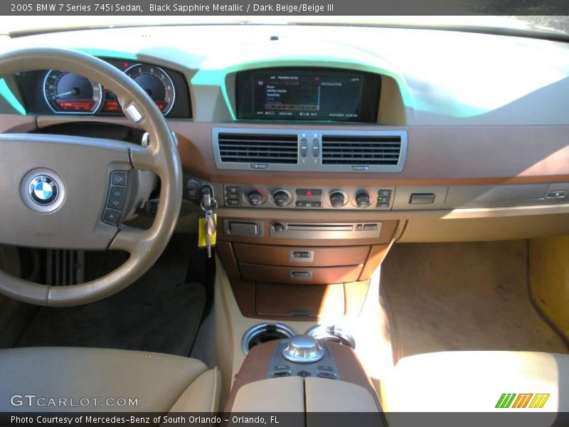 Black Sapphire Metallic / Dark Beige/Beige III 2005 BMW 7 Series 745i Sedan
