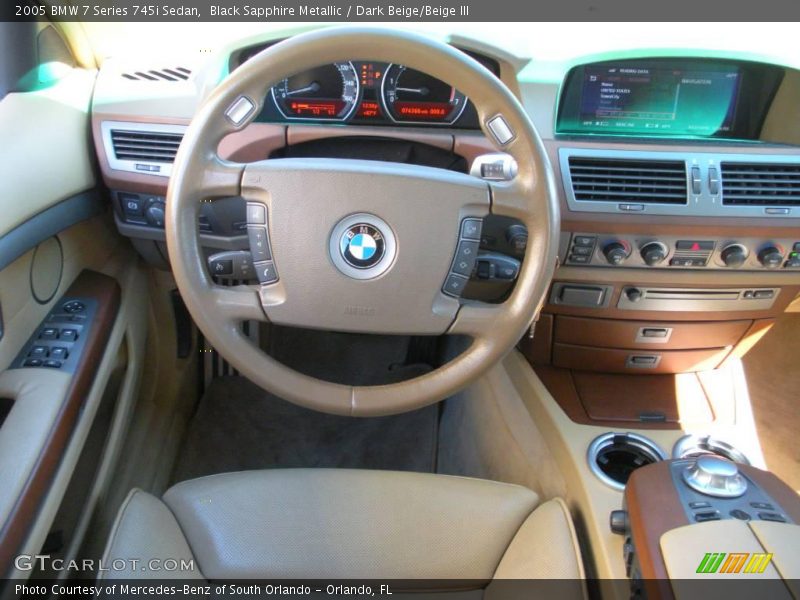 Black Sapphire Metallic / Dark Beige/Beige III 2005 BMW 7 Series 745i Sedan