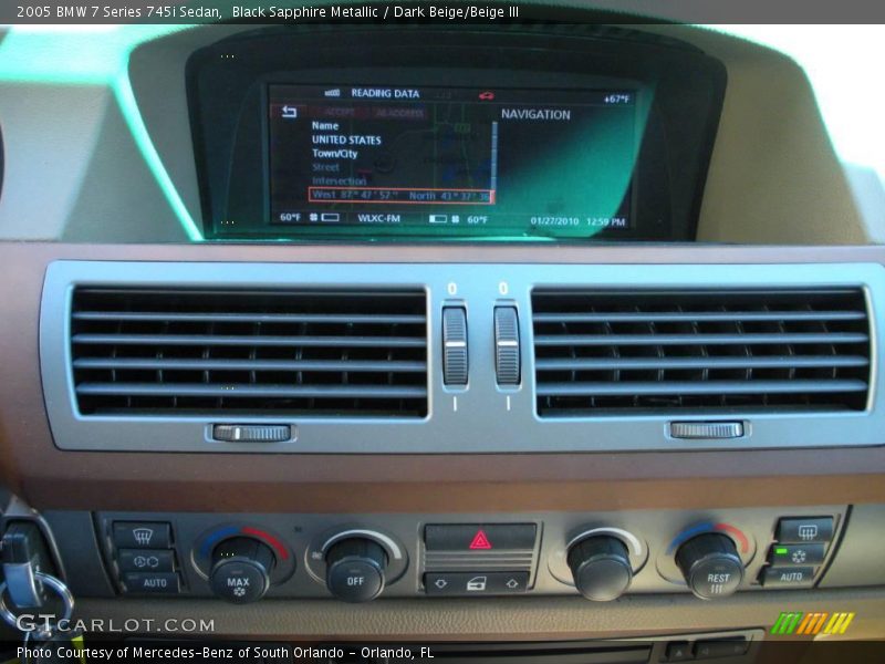 Black Sapphire Metallic / Dark Beige/Beige III 2005 BMW 7 Series 745i Sedan