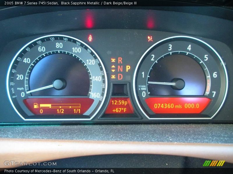Black Sapphire Metallic / Dark Beige/Beige III 2005 BMW 7 Series 745i Sedan