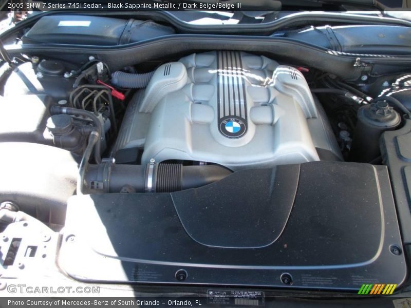 Black Sapphire Metallic / Dark Beige/Beige III 2005 BMW 7 Series 745i Sedan