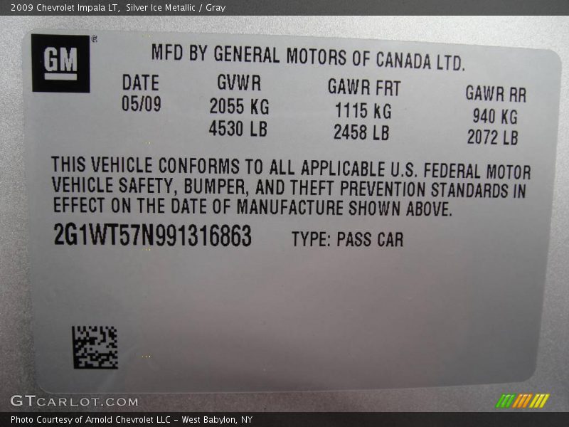Silver Ice Metallic / Gray 2009 Chevrolet Impala LT