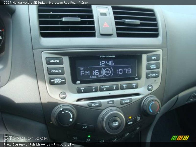 Moroccan Red Pearl / Gray 2007 Honda Accord SE Sedan