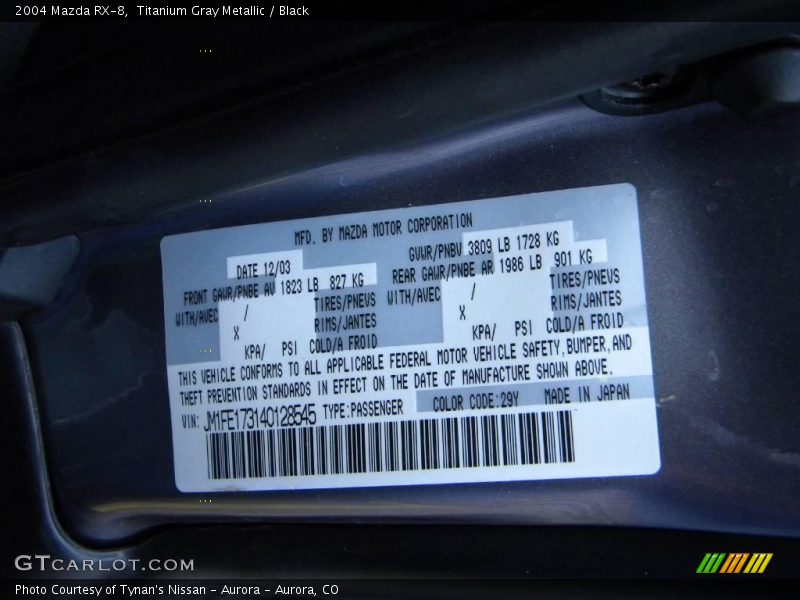 Titanium Gray Metallic / Black 2004 Mazda RX-8