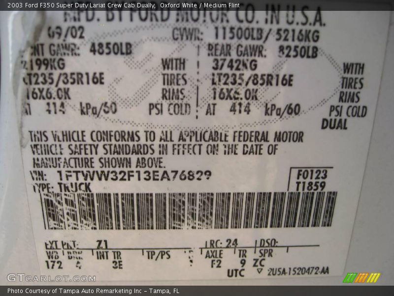 Oxford White / Medium Flint 2003 Ford F350 Super Duty Lariat Crew Cab Dually