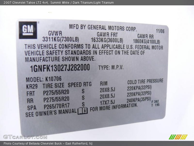 Summit White / Dark Titanium/Light Titanium 2007 Chevrolet Tahoe LTZ 4x4