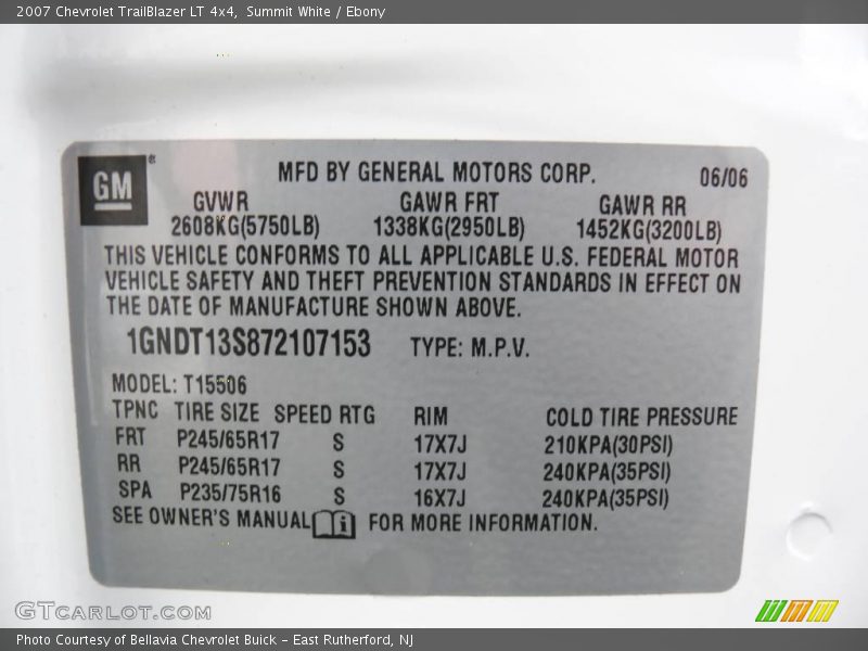 Summit White / Ebony 2007 Chevrolet TrailBlazer LT 4x4