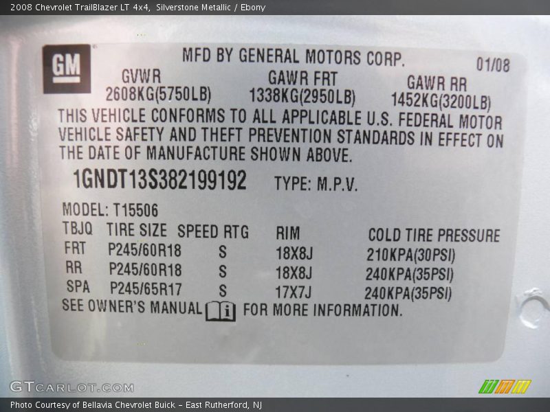 Silverstone Metallic / Ebony 2008 Chevrolet TrailBlazer LT 4x4