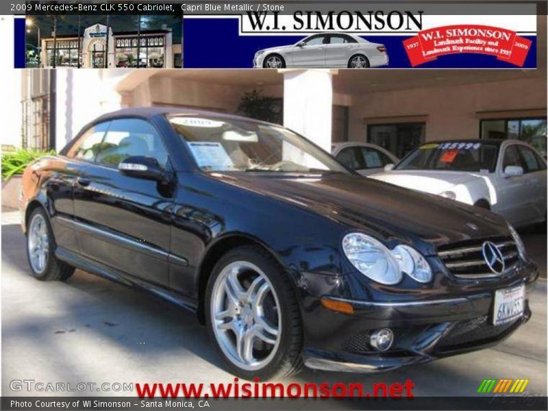 Capri Blue Metallic / Stone 2009 Mercedes-Benz CLK 550 Cabriolet