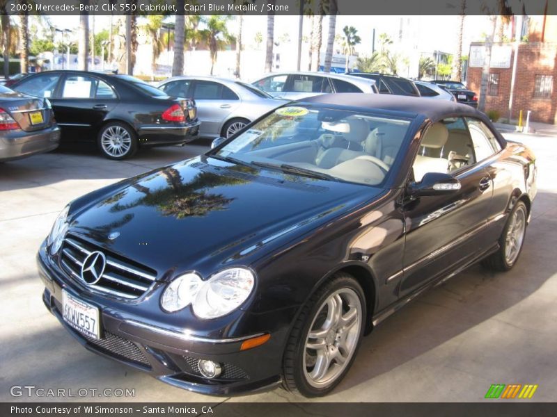 Capri Blue Metallic / Stone 2009 Mercedes-Benz CLK 550 Cabriolet