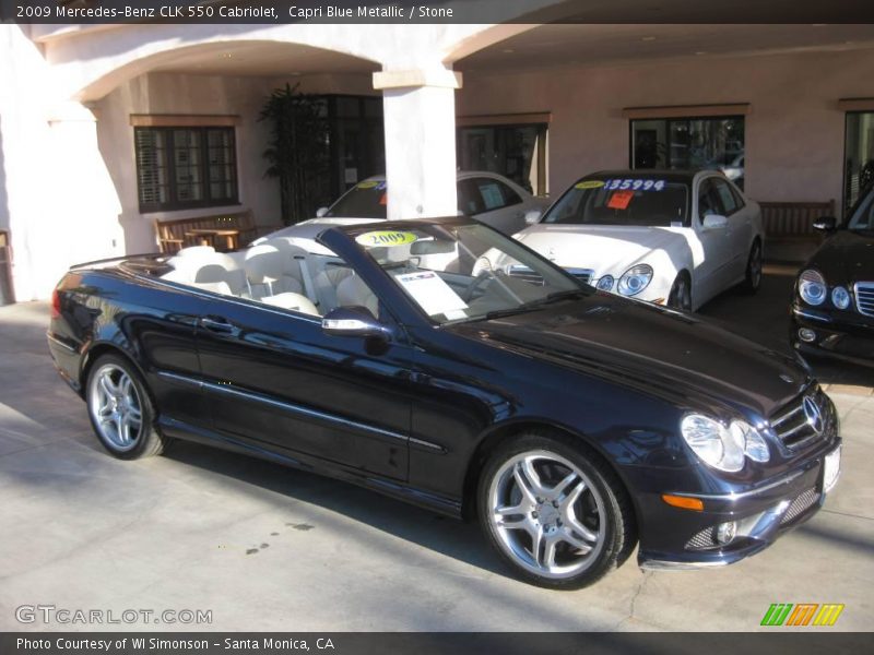 Capri Blue Metallic / Stone 2009 Mercedes-Benz CLK 550 Cabriolet