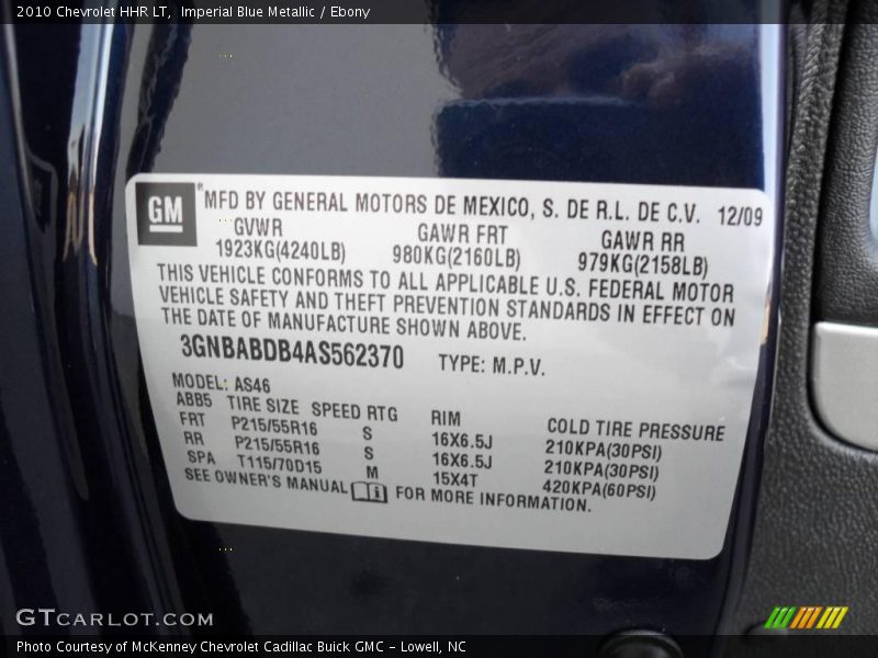 Imperial Blue Metallic / Ebony 2010 Chevrolet HHR LT