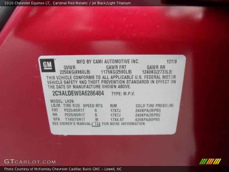 Cardinal Red Metallic / Jet Black/Light Titanium 2010 Chevrolet Equinox LT