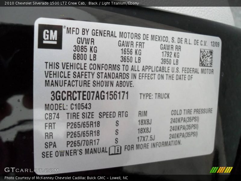 Black / Light Titanium/Ebony 2010 Chevrolet Silverado 1500 LTZ Crew Cab