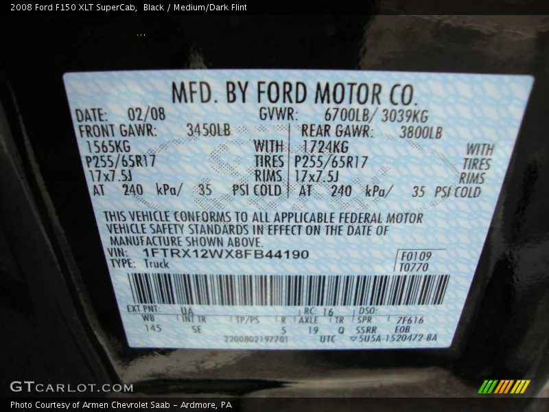 Black / Medium/Dark Flint 2008 Ford F150 XLT SuperCab