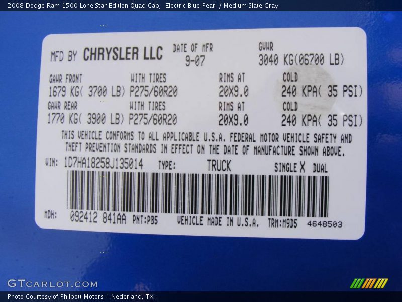 Electric Blue Pearl / Medium Slate Gray 2008 Dodge Ram 1500 Lone Star Edition Quad Cab