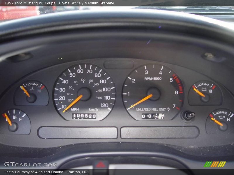 Crystal White / Medium Graphite 1997 Ford Mustang V6 Coupe