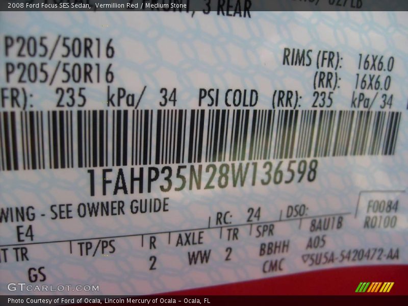 Vermillion Red / Medium Stone 2008 Ford Focus SES Sedan