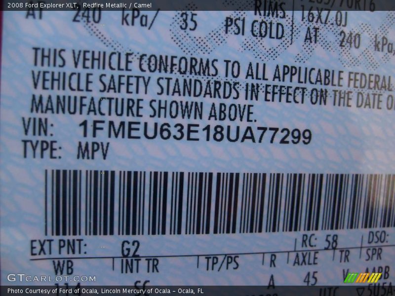 Redfire Metallic / Camel 2008 Ford Explorer XLT