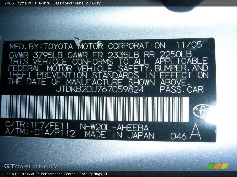Classic Silver Metallic / Gray 2006 Toyota Prius Hybrid