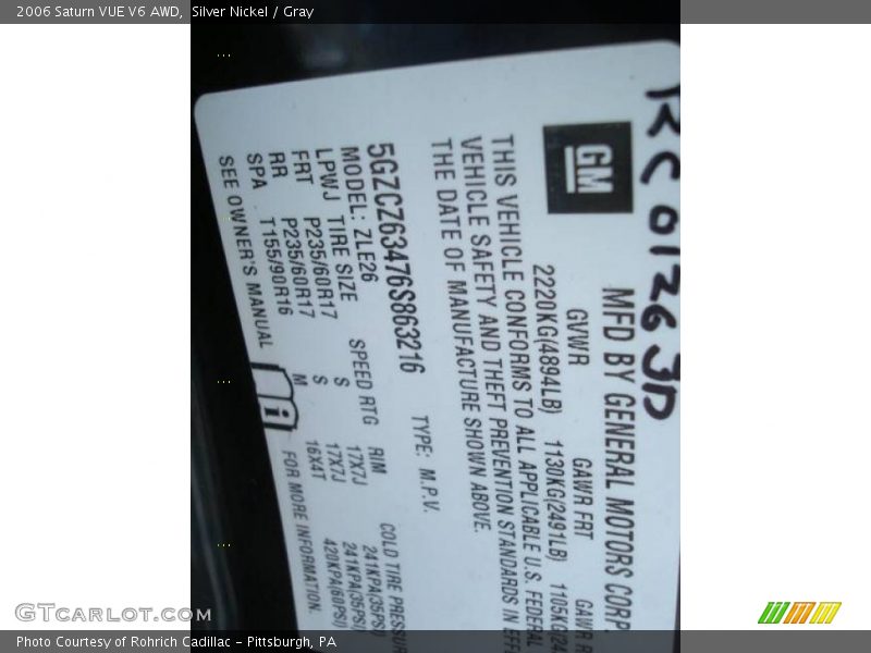 Silver Nickel / Gray 2006 Saturn VUE V6 AWD