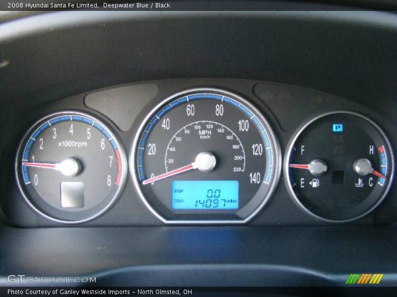 Deepwater Blue / Black 2008 Hyundai Santa Fe Limited