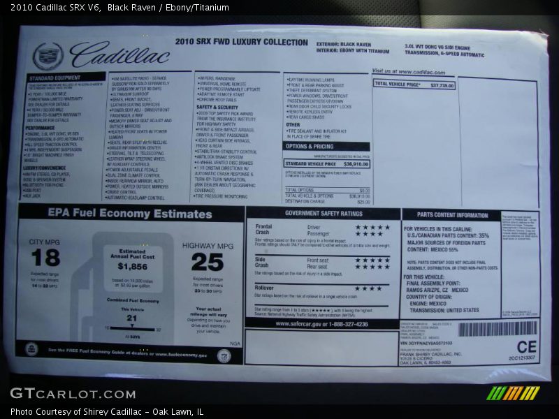 Black Raven / Ebony/Titanium 2010 Cadillac SRX V6