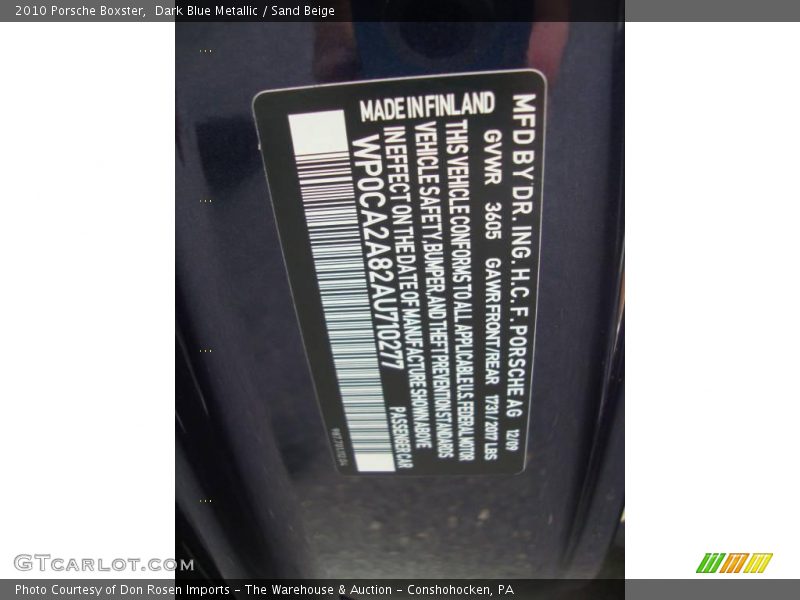 Dark Blue Metallic / Sand Beige 2010 Porsche Boxster