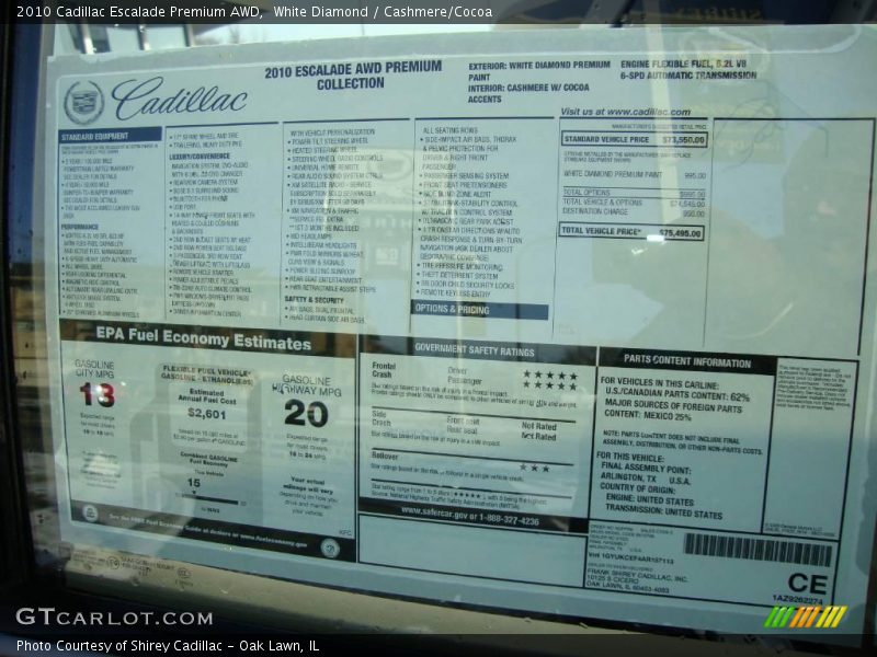 White Diamond / Cashmere/Cocoa 2010 Cadillac Escalade Premium AWD