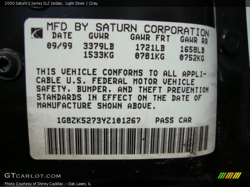 Light Silver / Gray 2000 Saturn S Series SL2 Sedan