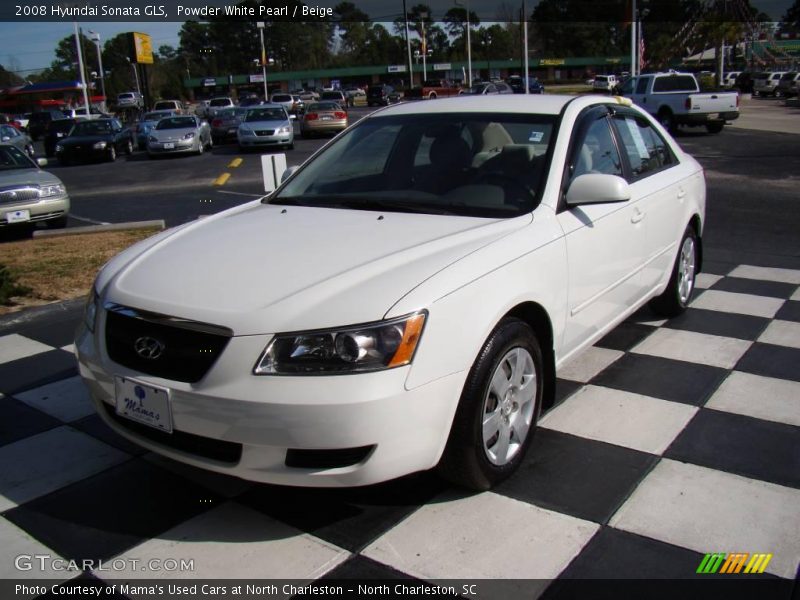 Powder White Pearl / Beige 2008 Hyundai Sonata GLS